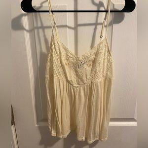 Spaghetti strap summer blouse. Cotton. Cream.